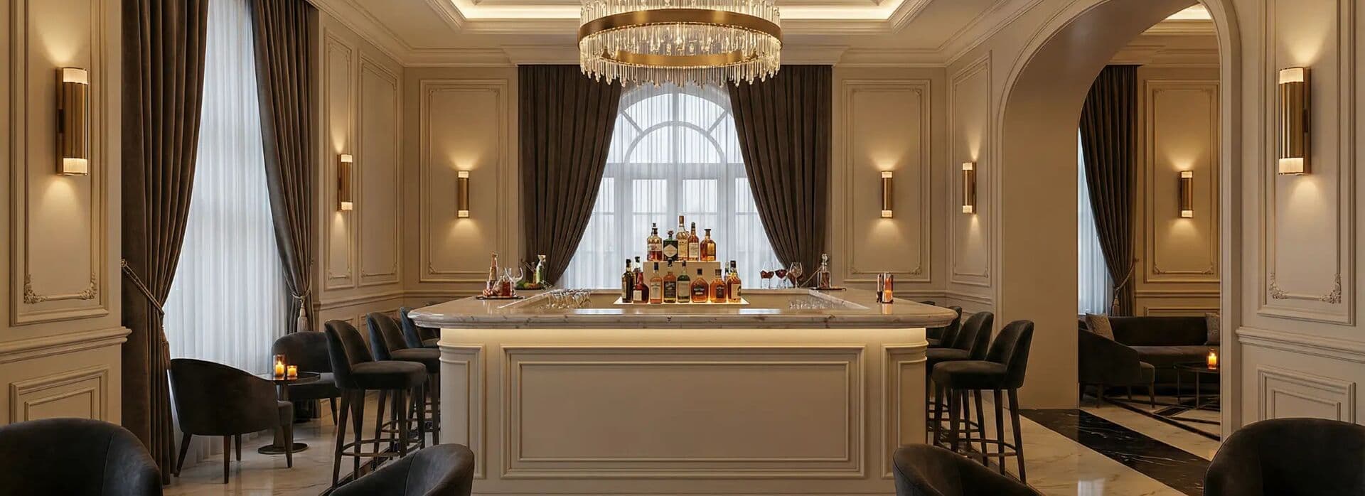 Marriott Palace Constanța — Autograph Collection — Bar & lounge — accent piatră + accente metalice